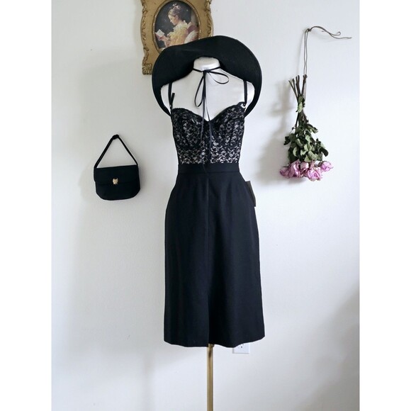 Unbranded Dresses & Skirts - vintage 70s black high waist skirt a-line skirt front slit classic office career